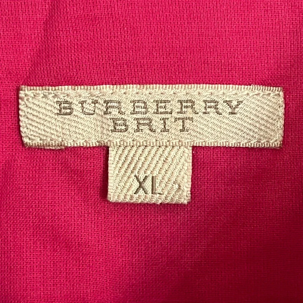 Burberry Brit Womens XL Pink Check Plaid Cotton Button Up Blouse Top Long Sleeve - Picture 4 of 10